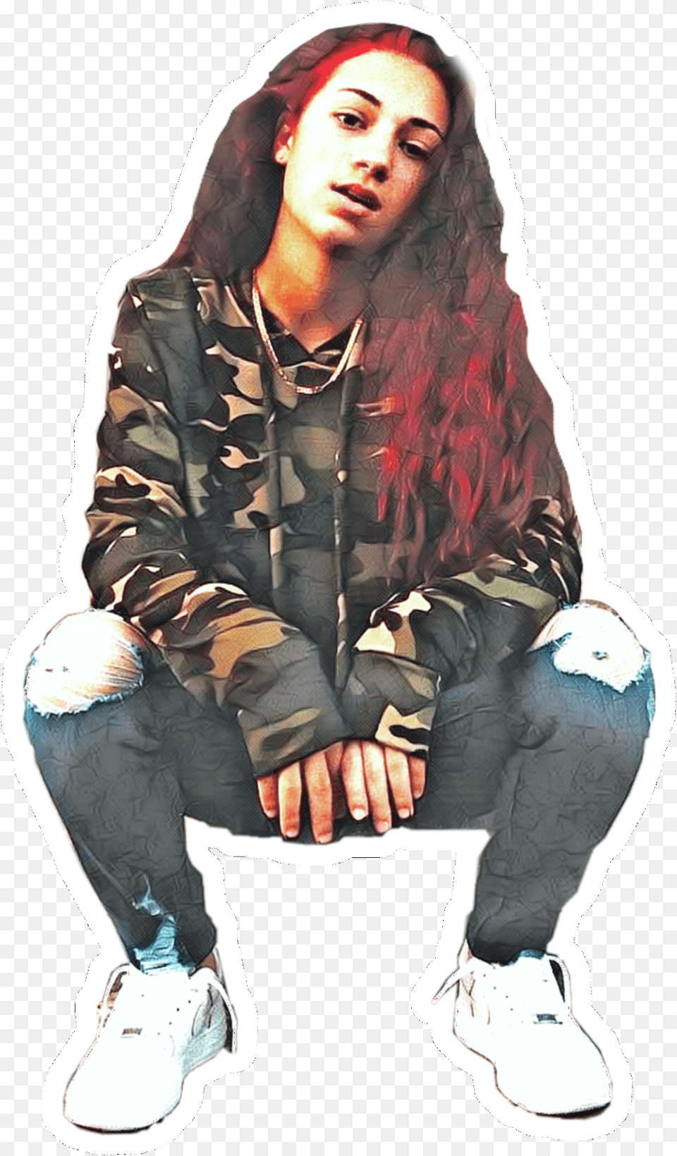 Bhadbhabie Daniellebregoli Bregoli Cash Me Ousside Sitting, Clothing, Shoe, Person, Footwear Png Image