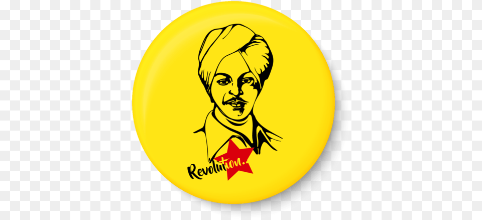 Bhagat Singh Sticker, Badge, Logo, Symbol, Face Free Png