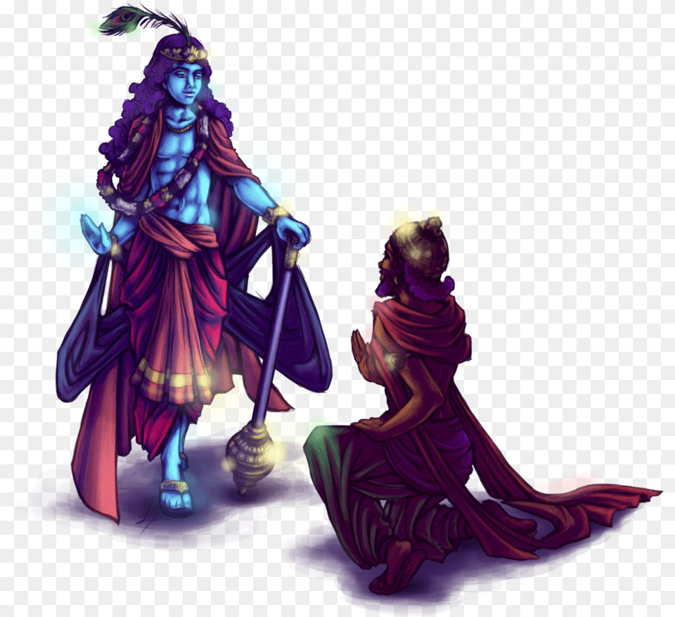 Bhagavad Krishna And Arjuna Paintings, Adult, Person, Female, Woman Png Image