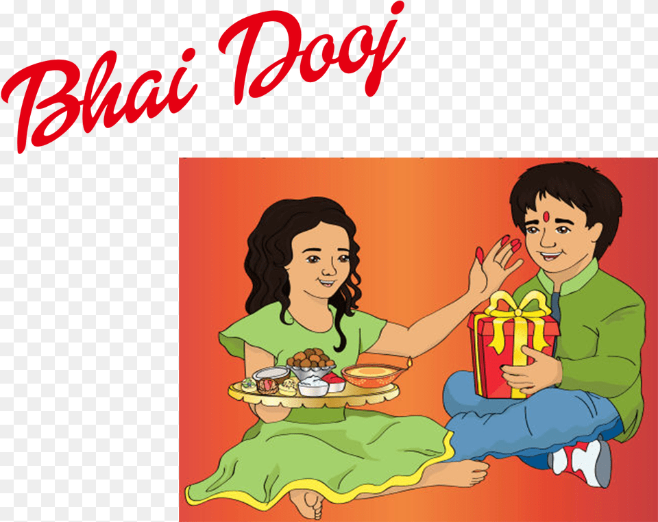 Bhai Dooj Download Bhai Dooj Drawing, Person, Baby, Adult, Meal Free Png