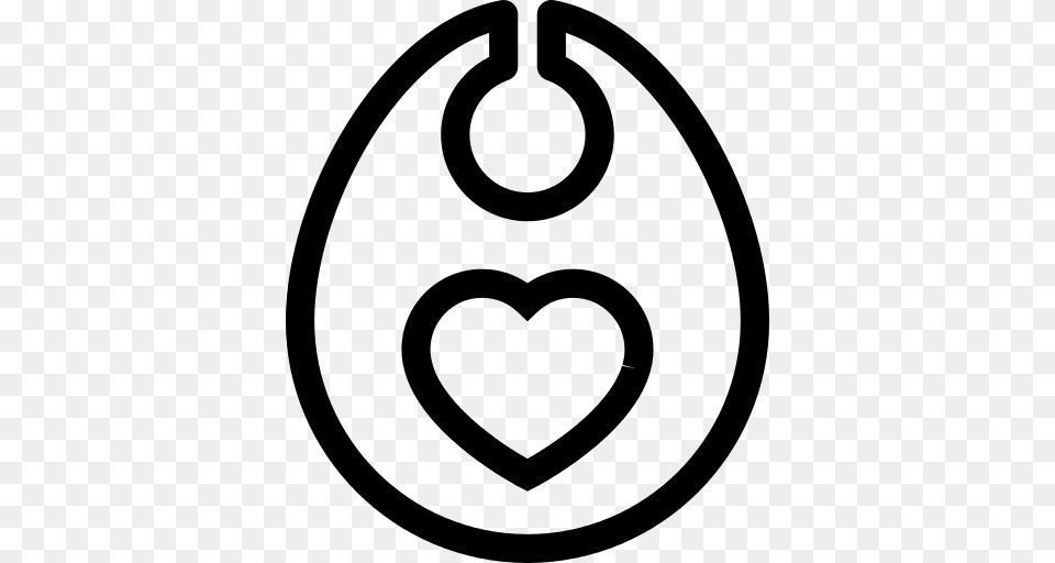 Bib With Heart Icon, Gray Png Image