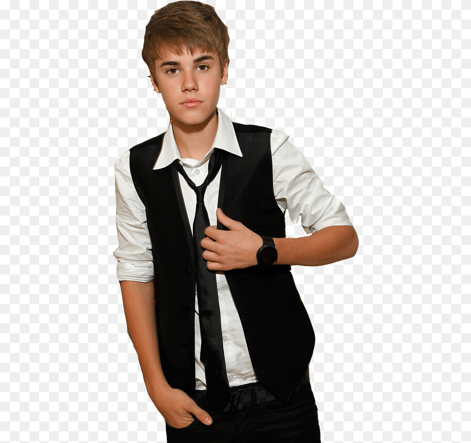 Biber Justin Bieber In School Uniform, Accessories, Tie, Shirt, Vest Png Image