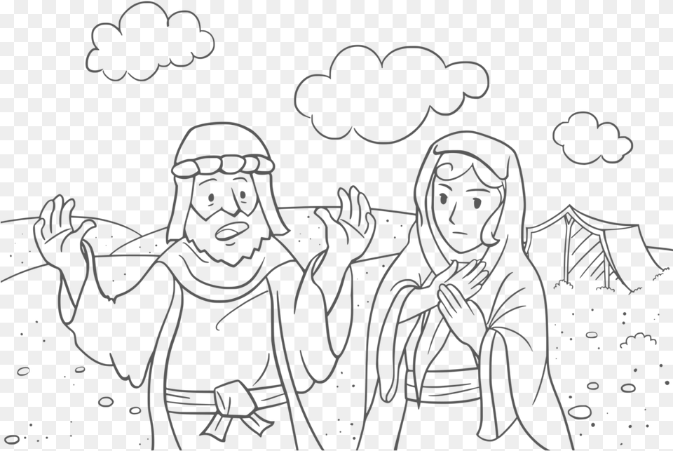 Bible Characters Black And White God Calls Abraham Coloring Page, Person, Art, Face, Head Free Png