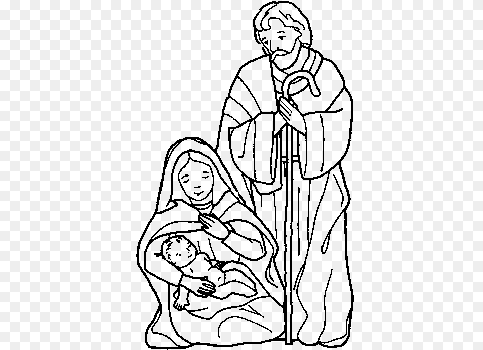 Bible Coloring Pictures Nativity, Gray Free Png Download