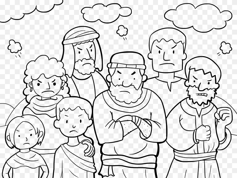 Bible Moses Old Photo Israelites Coloring Page, Gray Free Png