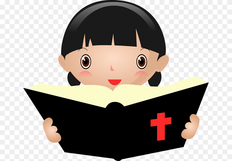 Bible Reading Vector Graphic On Pixabay Girl Reading Bible Clipart, Animal, Fish, Sea Life, Shark Free Png Download