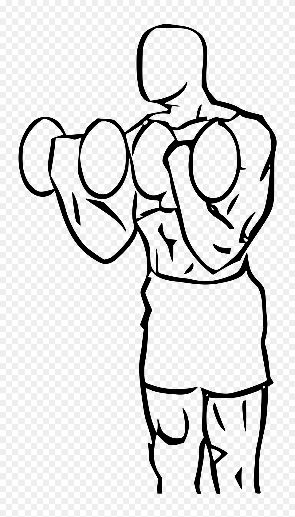 Biceps Curl Squat With Dumbbell, Gray Free Png