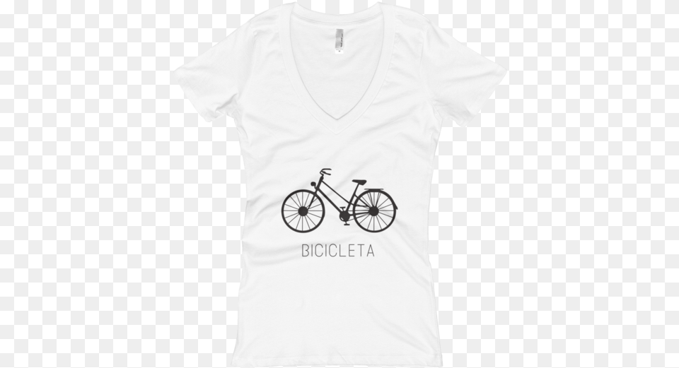 Bicicleta V Neck Clothing, T-shirt, Bicycle, Machine, Transportation Png Image