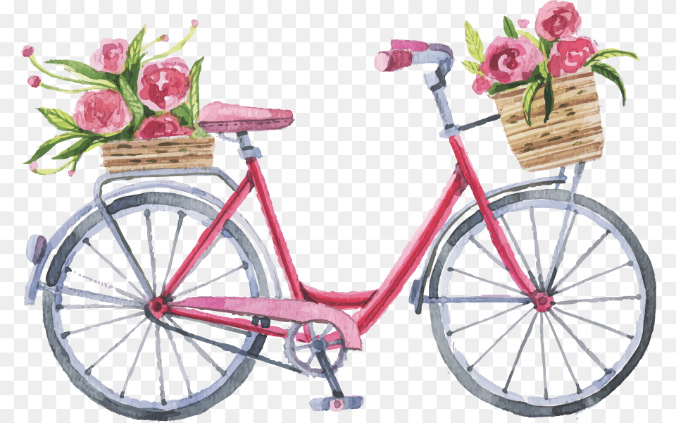 Bicicletta Bicycle With Flowers, Transportation, Vehicle, Machine, Wheel Png