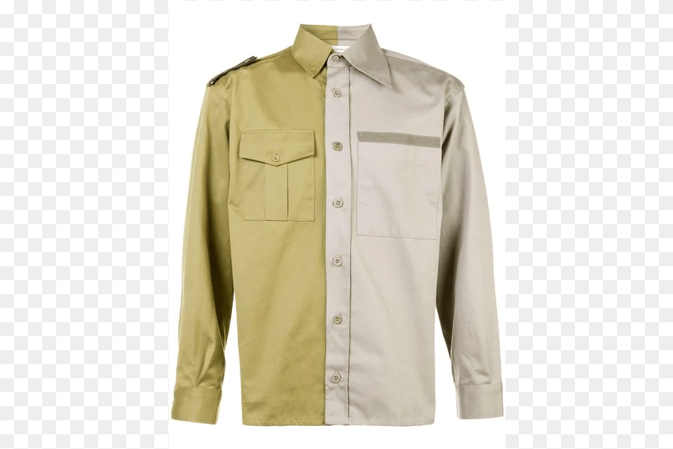 Bicolor Gabardine Shirt Leather Jacket, Clothing, Dress Shirt, Long Sleeve, Sleeve Free Png