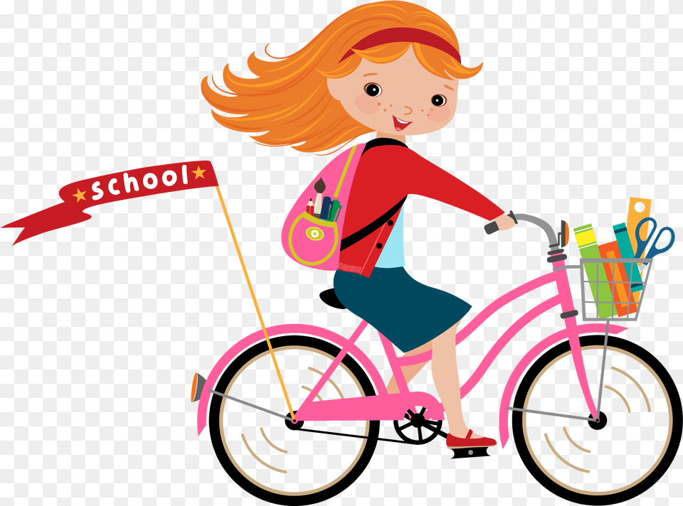 Bicycle Girl Cycling Illustration Girl Riding A Bike Clipart, Baby, Person, Vehicle, Transportation Free Transparent Png