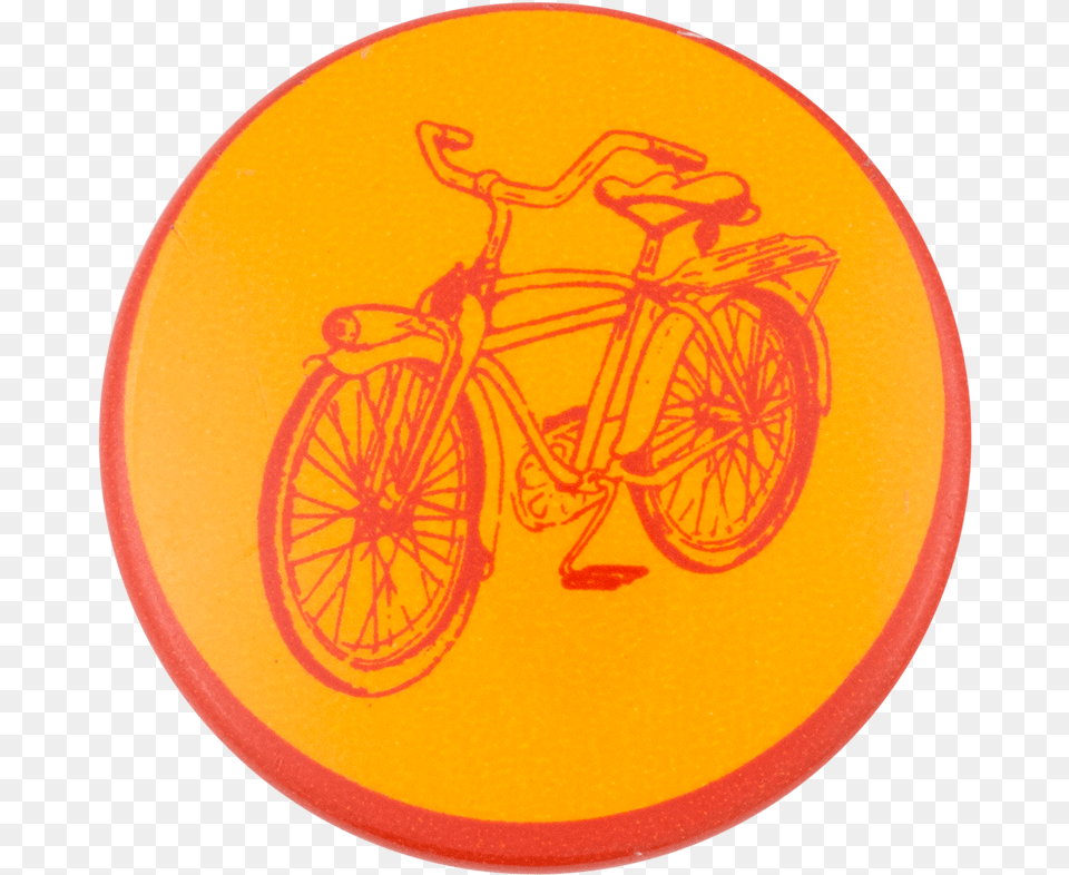 Bicycle In Red And Yellow Art Button Museum, Badge, Logo, Symbol, Transportation Free Png Download