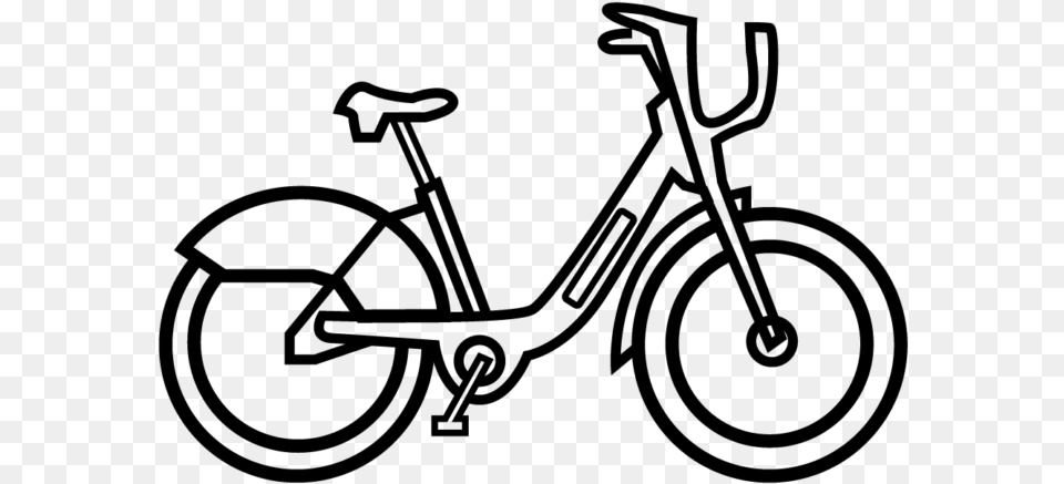 Bicycle Line Art, Gray Free Transparent Png