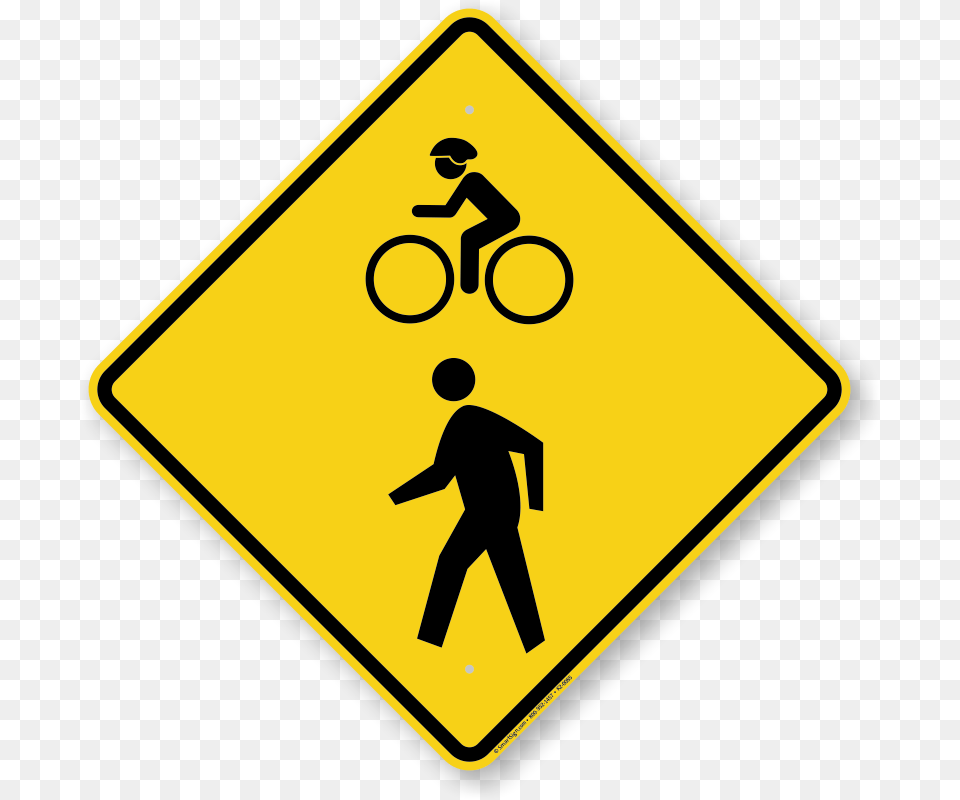 Bicycle Pedestrian Crossing Sign, Symbol, Road Sign, Person, Adult Png Image