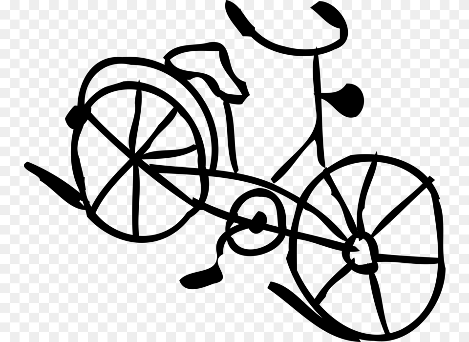 Bicycle Propelled By Pedals Vector Image Illustration Line Art, Gray Png