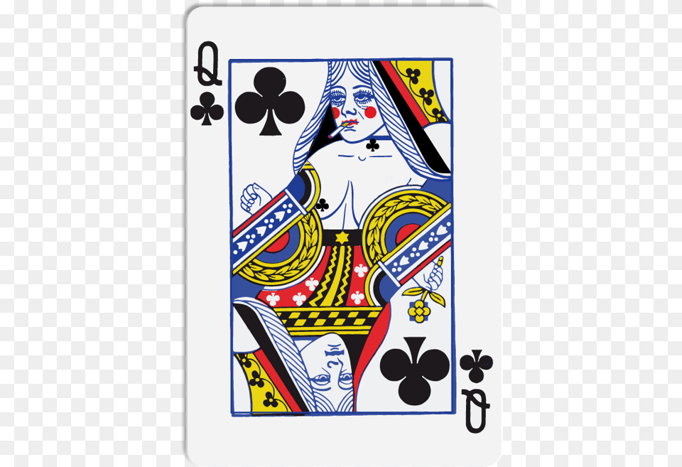 Bicycle Queen Of Clubs, Person, Face, Head Free Png Download