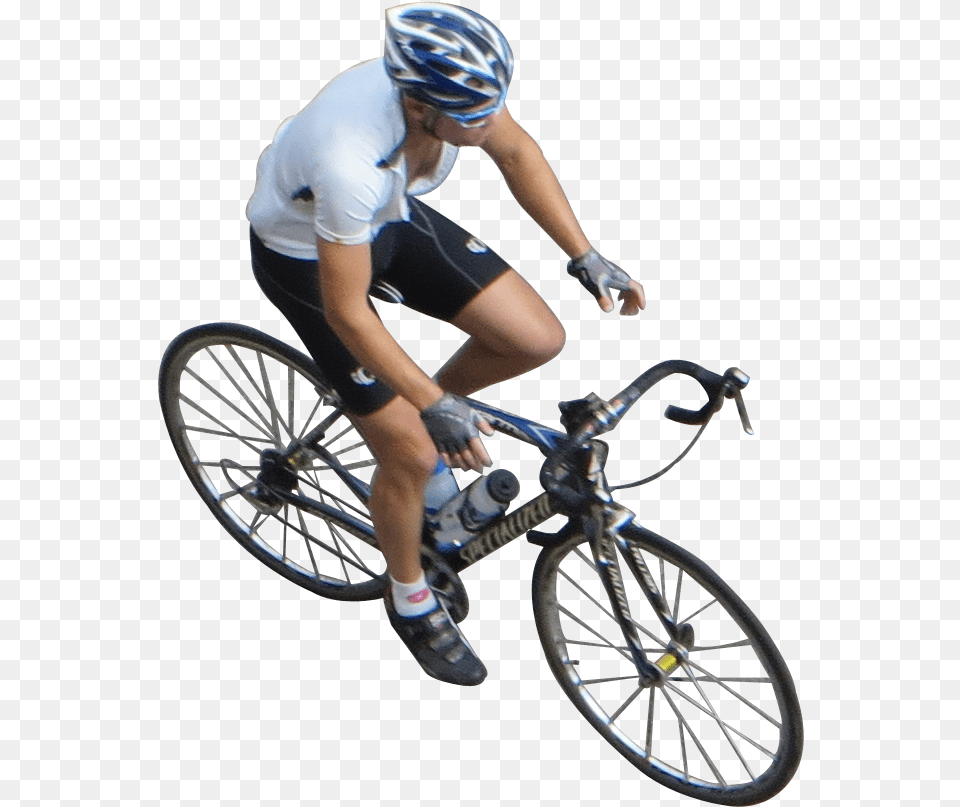 Bicycle Top View, Helmet, Adult, Wheel, Person Free Png Download