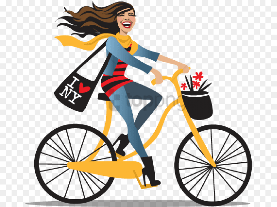 Bicycle Background Girl On The Bike, Machine, Wheel, Person, Adult Free Transparent Png