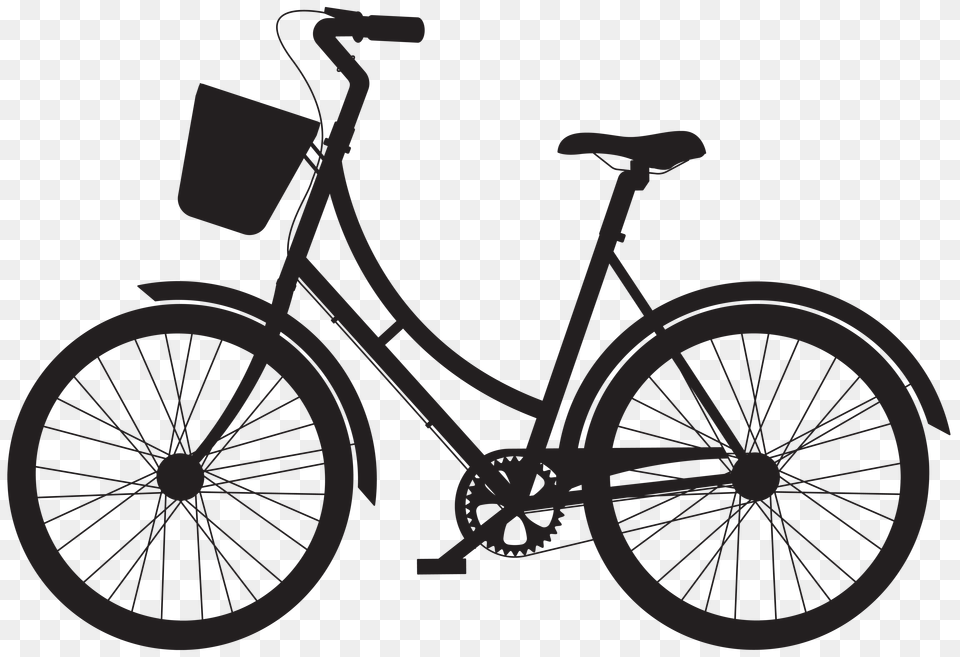 Bicycle With Basket Silhouette Clip Gallery, Bag, Logo Png Image