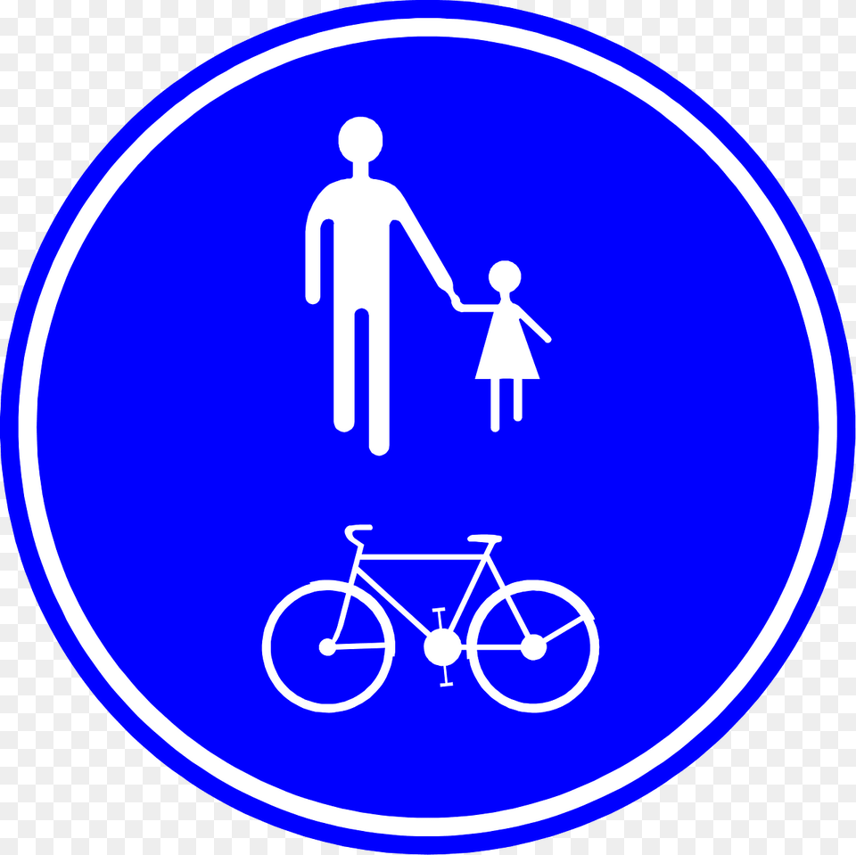Bicycles And Pedestrians Only Sign In Belgium Clipart, Symbol, Bicycle, Transportation, Vehicle Png Image