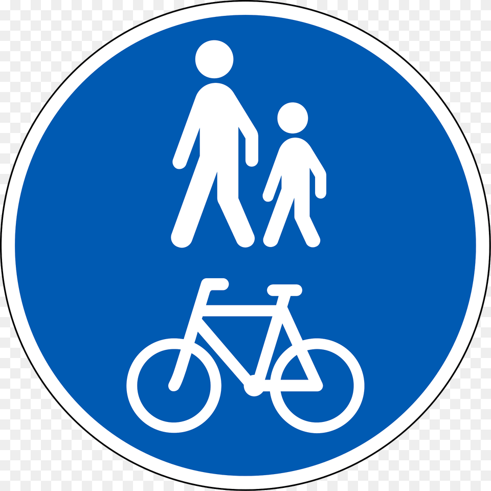 Bicycles And Pedestrians Only Sign In Denmark Clipart, Symbol, Bicycle, Transportation, Vehicle Free Png