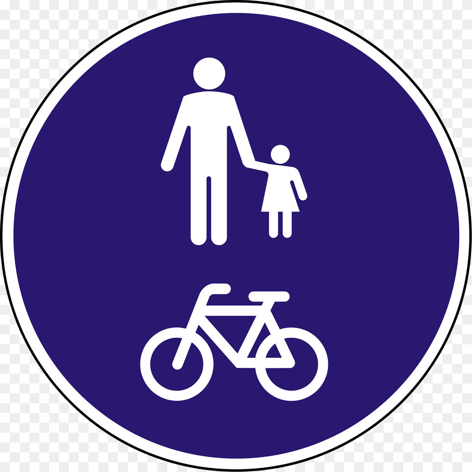 Bicycles And Pedestrians Only Sign In Hungary Clipart, Symbol, Disk, Road Sign Png