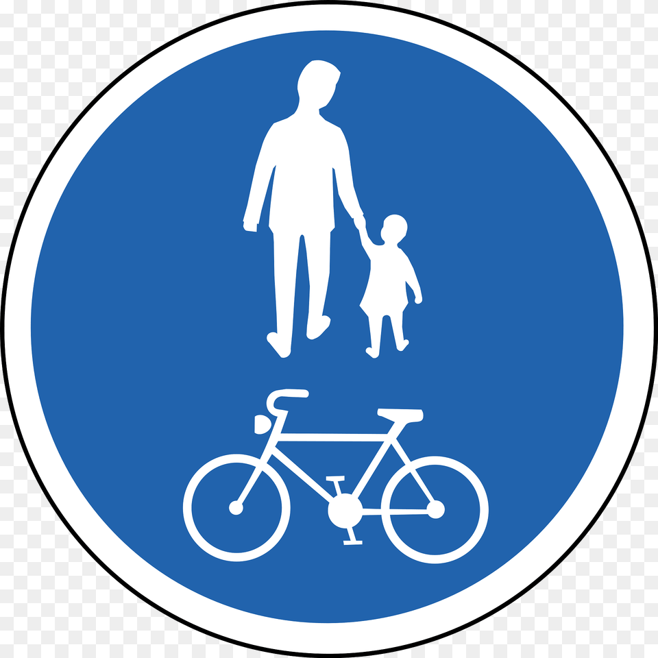 Bicycles And Pedestrians Only Sign In Iceland Clipart, Bicycle, Transportation, Vehicle, Adult Free Png Download