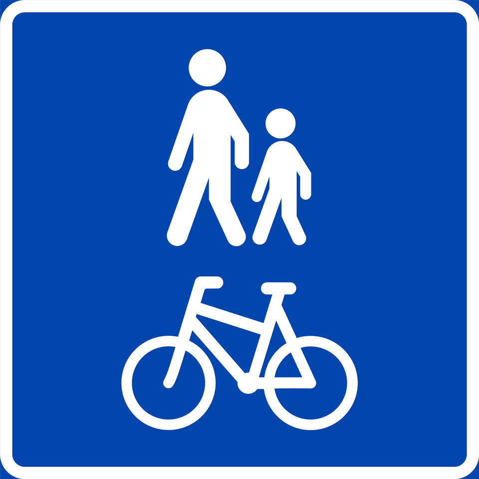 Bicycles And Pedestrians Only Sign In Norway Clipart, Symbol, Bicycle, Transportation, Vehicle Free Png Download