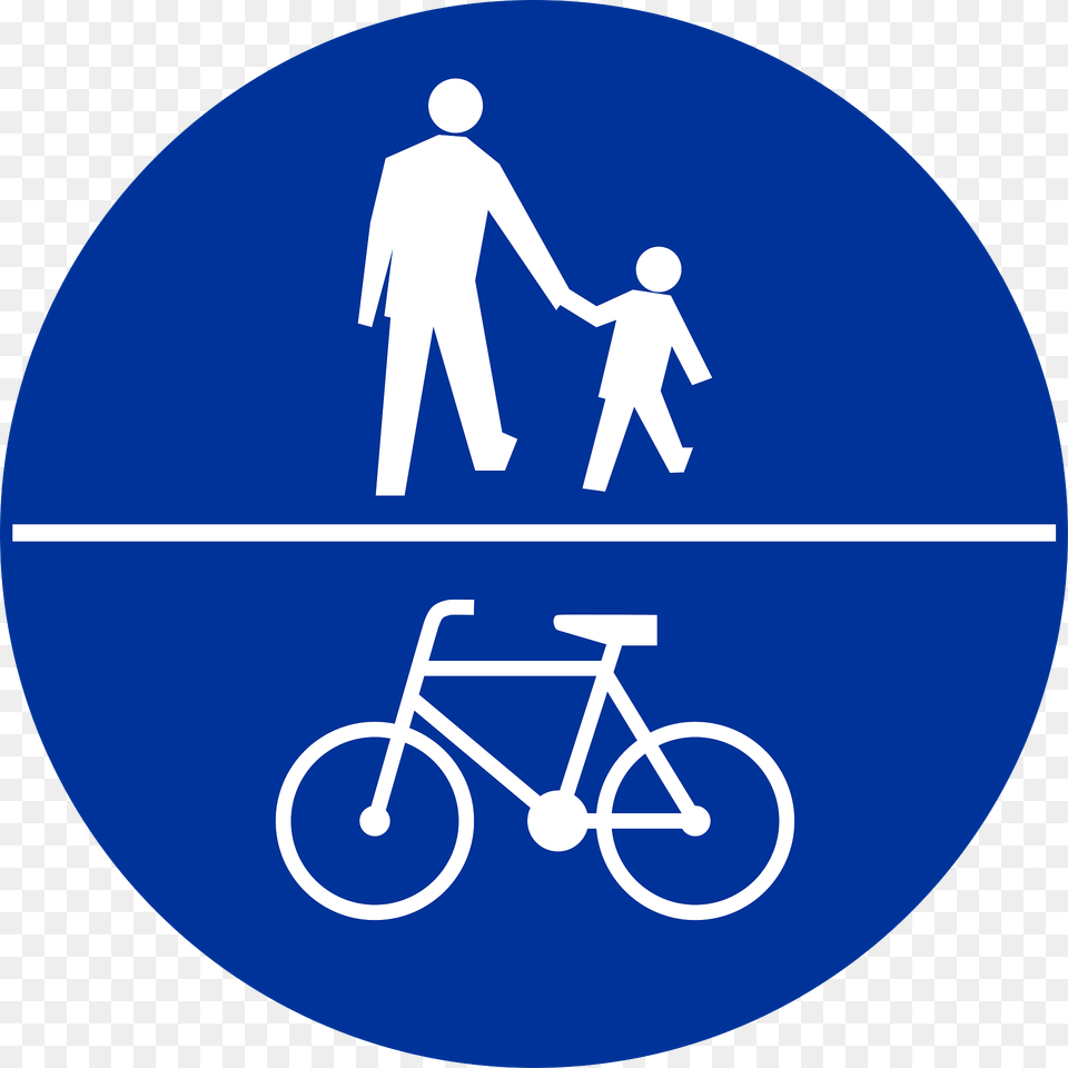 Bicycles And Pedestrians Only Sign In Poland Clipart, Symbol, Bicycle, Vehicle, Transportation Png Image