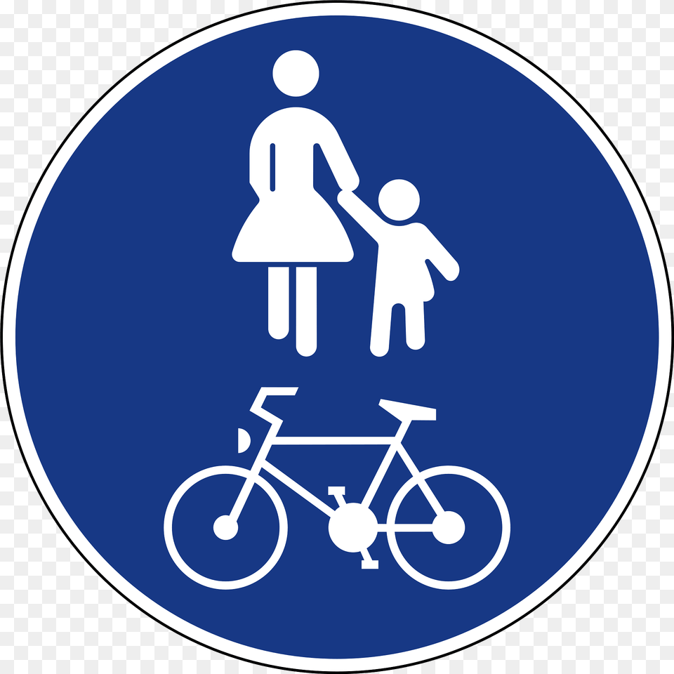 Bicycles And Pedestrians Only Sign In Slovenia Clipart, Symbol, Bicycle, Transportation, Vehicle Png Image
