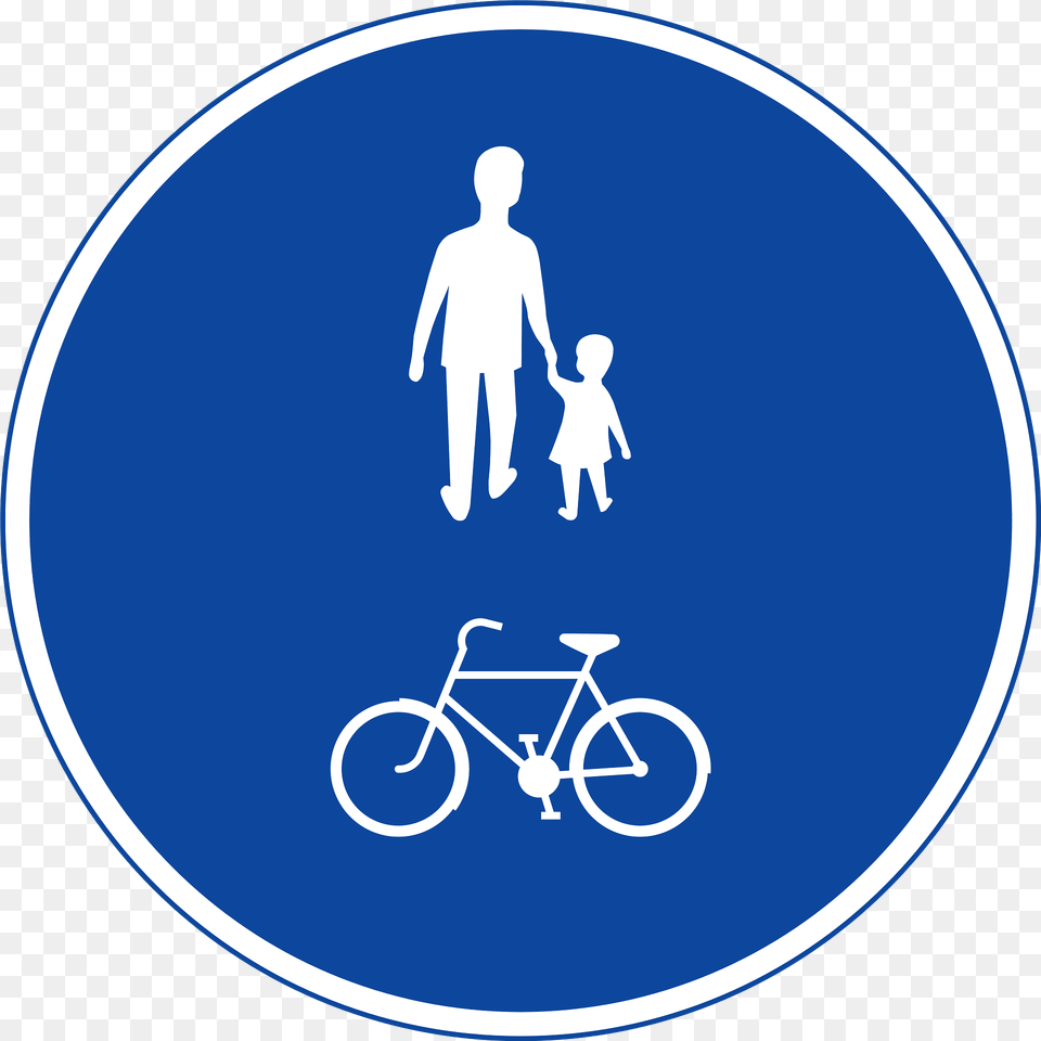 Bicycles And Pedestrians Only Sign In Sweden Clipart, Bicycle, Transportation, Vehicle, Adult Free Transparent Png
