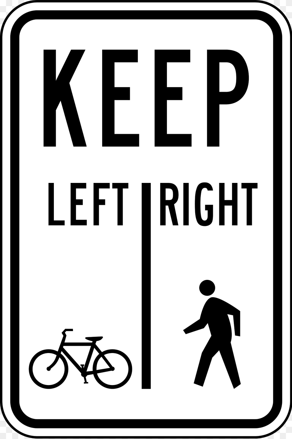 Bicycles Left Pedestrians Right Clipart, Symbol, Sign, Bicycle, Vehicle Png