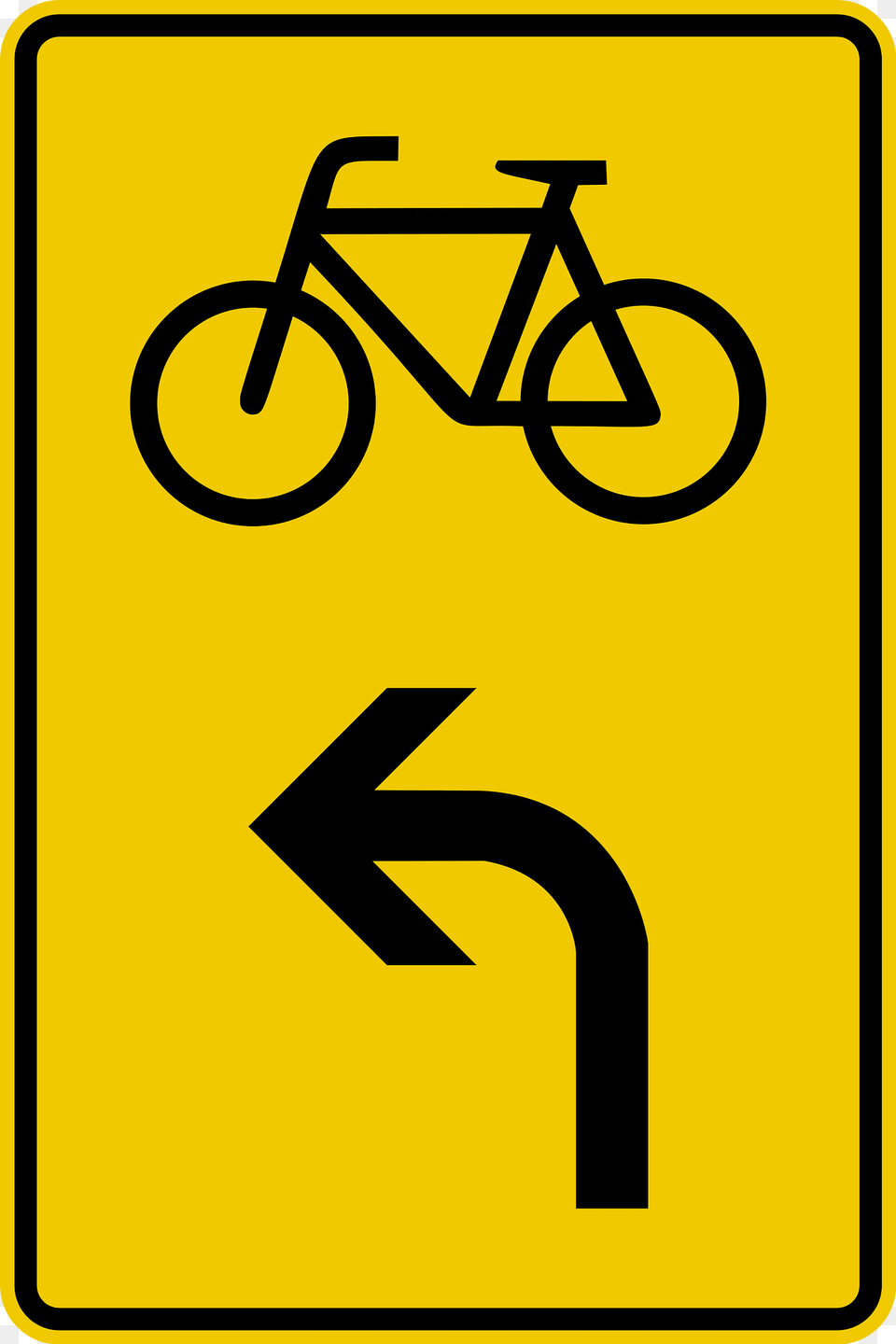 Bicycles Turn Left Ahead Clipart, Sign, Symbol, Bicycle, Road Sign Free Png