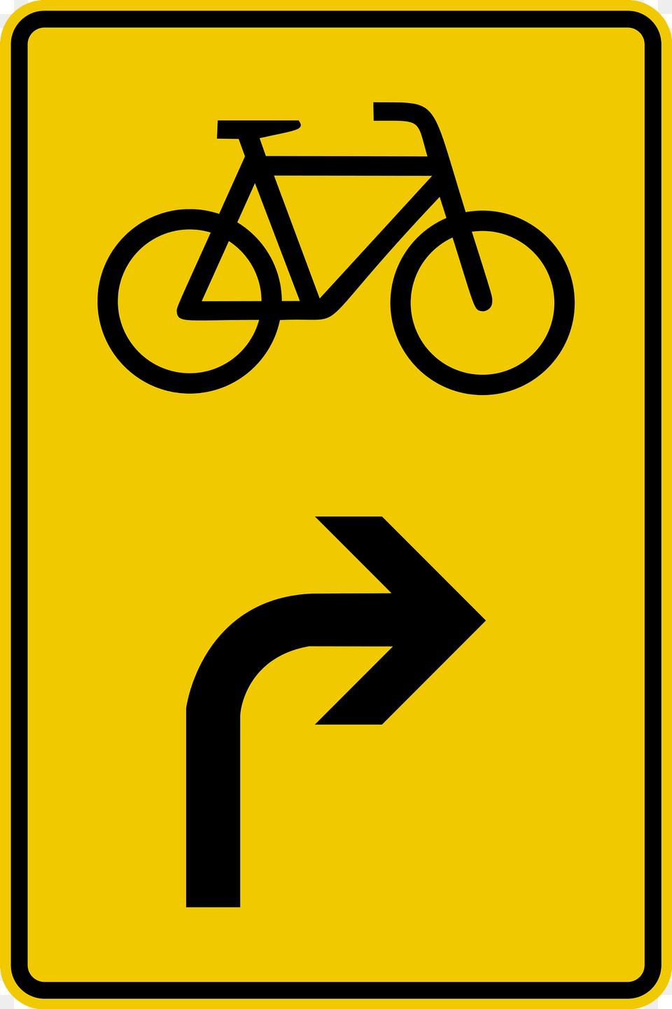 Bicycles Turn Right Ahead Clipart, Sign, Symbol, Road Sign, Bicycle Free Png