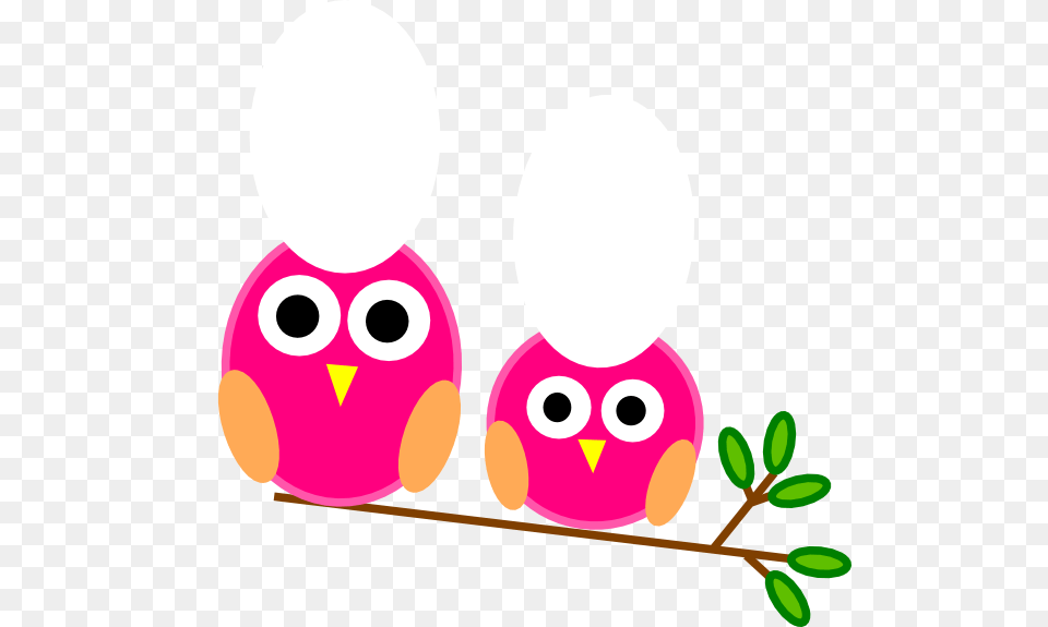 Big And Little Pink Owls On Branch Clip Art Free Png Download