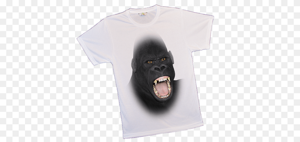 Big Animal Face T Shirts 1799 Uk Big Animal Faces On Tshirts Monkey, T-shirt, Clothing, Adult, Person Free Png