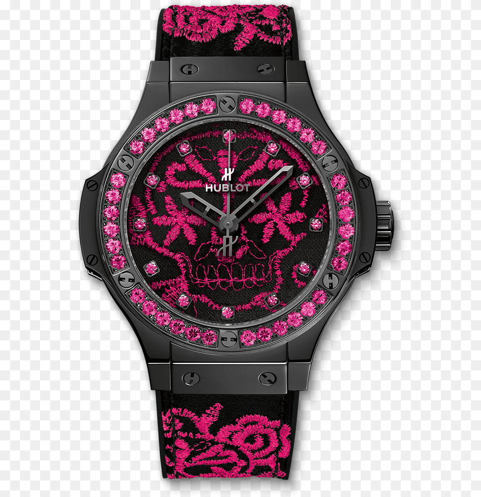 Big Bang Broderie Sugar Skull Fluo Hot Pink, Arm, Body Part, Person, Wristwatch Free Transparent Png