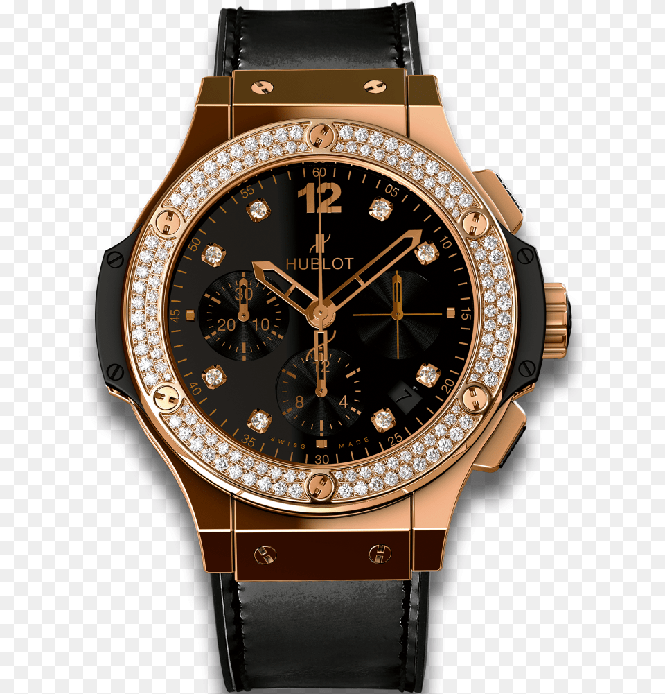 Big Bang Shiny Gold Hublot Big Bang Rose Gold Diamonds, Arm, Body Part, Person, Wristwatch Free Transparent Png