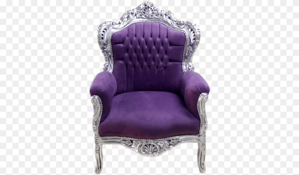 Big Baroque Armchair Silver Frame Purple Velvet Armchair Velvet Big, Chair, Furniture Free Png Download