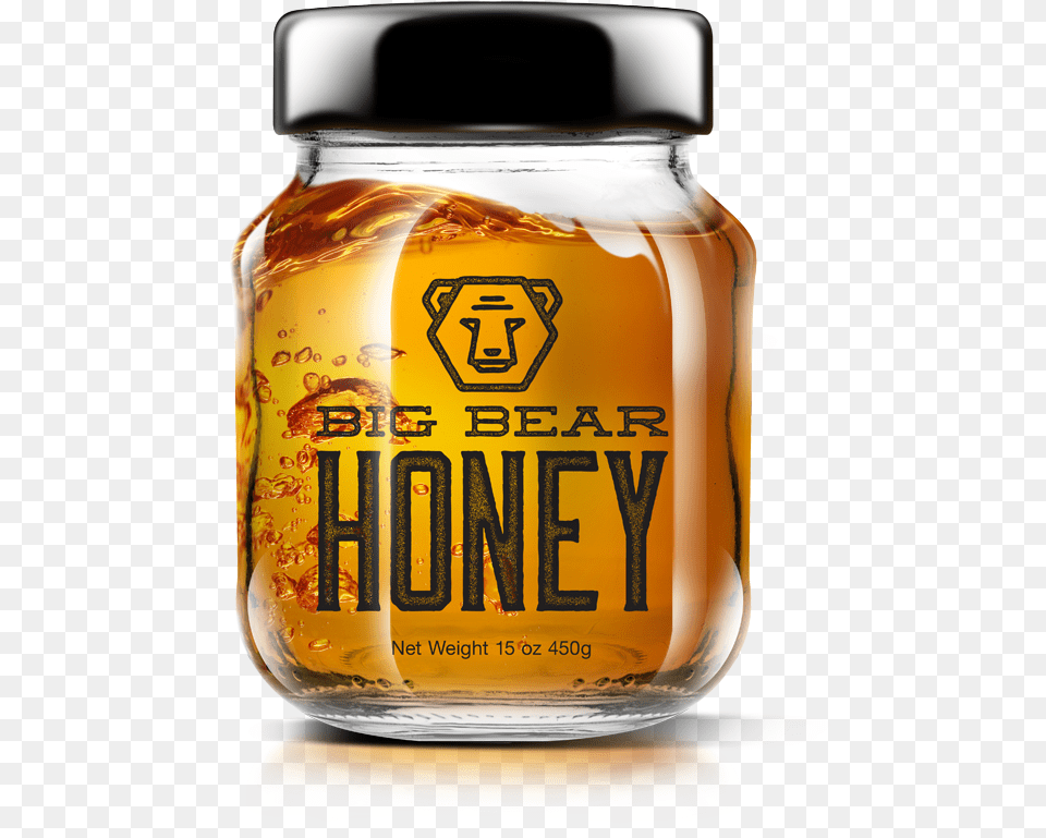 Big Bear Jar, Food, Honey, Glass, Alcohol Png