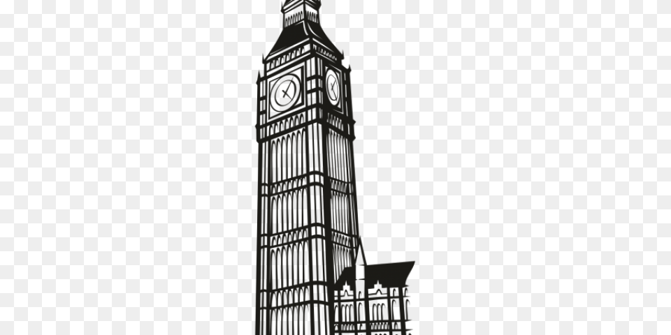 Big Ben Clipart Black And White, Architecture, Building, Clock Tower, Tower Png Image