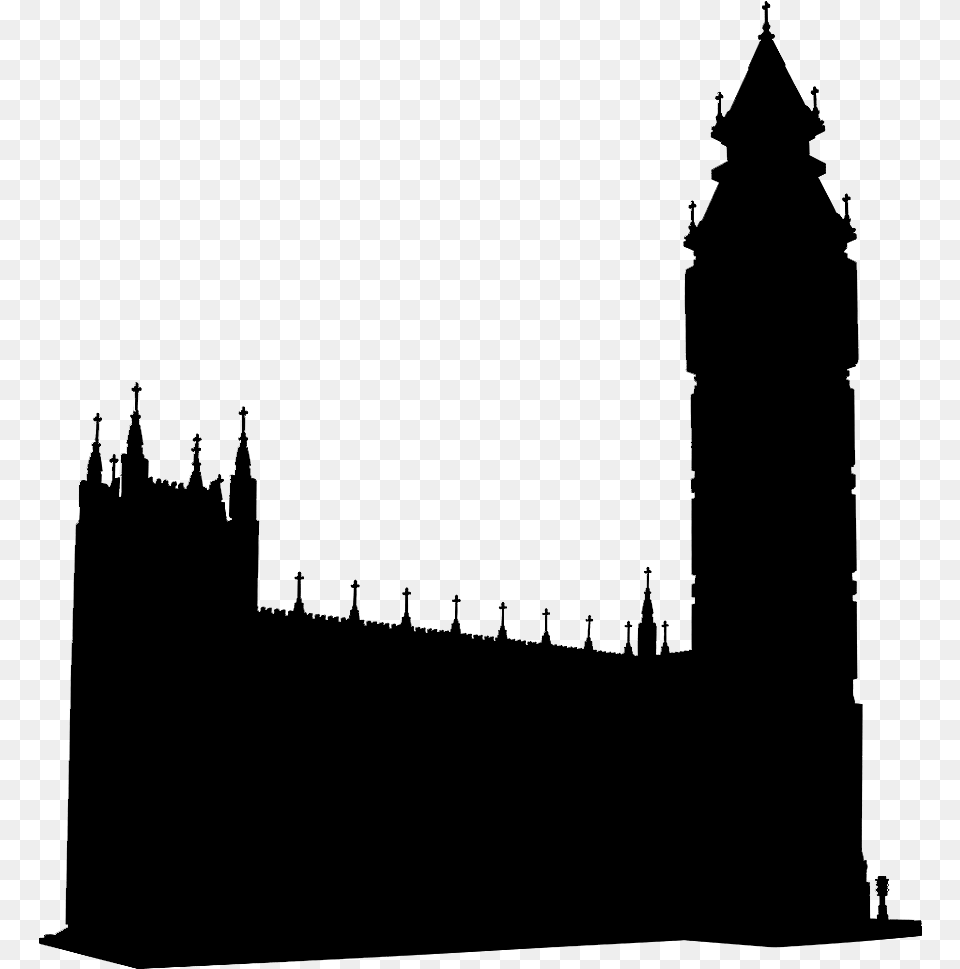 Big Ben Silhouette 1890 London Skyline Clipart No Background, Gray Free Transparent Png