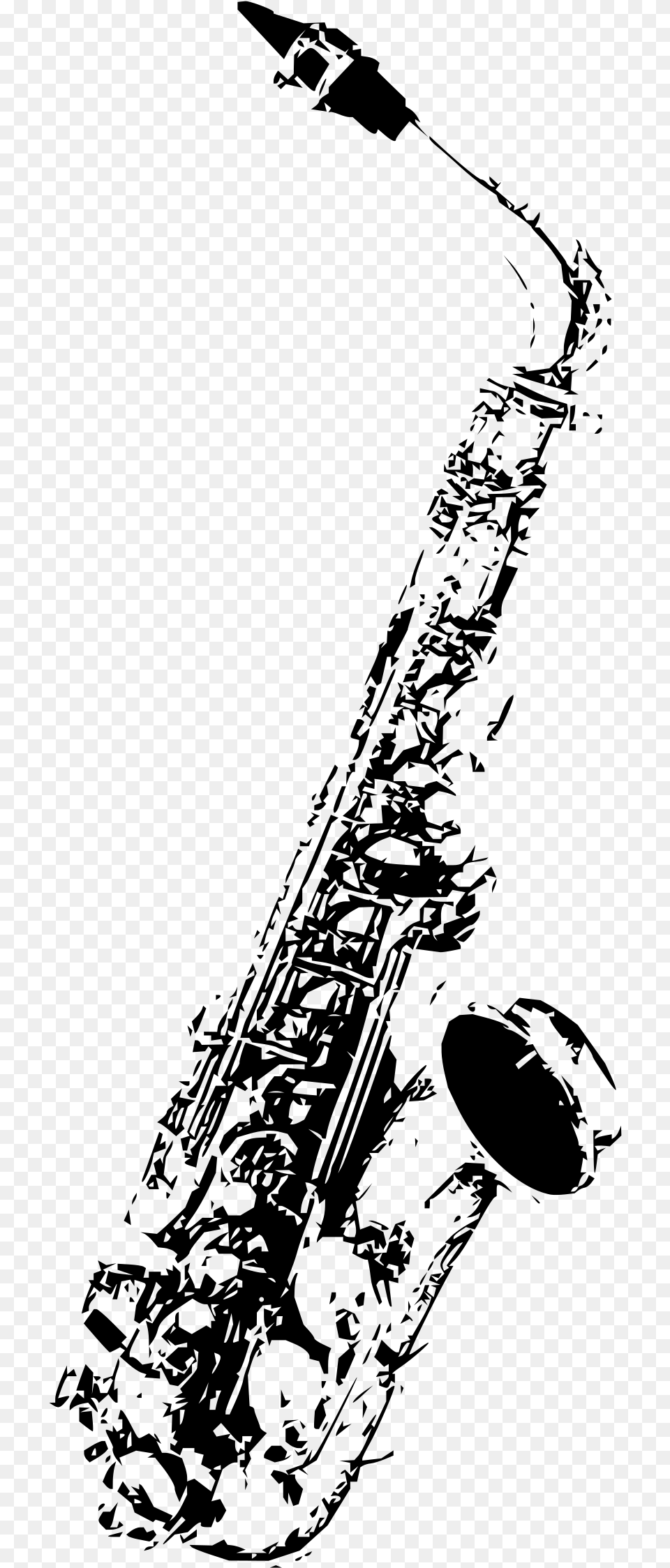 Big Black And White Saxophone, Gray Free Transparent Png
