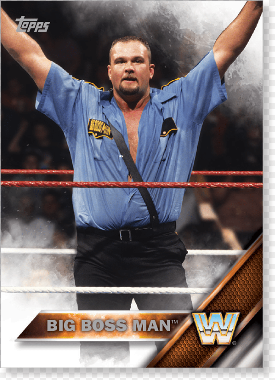 Big Boss Man 2016 Topps Wwe Now Then And Forever Base 2016 Topps Wwe Base Cards Topps, Adult, Male, Person, Hand Free Transparent Png