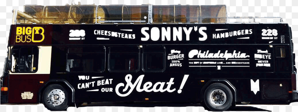 Big Bus Has A Bus Dedicated To Sonny S Famous Steaks Double Decker Bus, Tour Bus, Transportation, Vehicle, Double Decker Bus Png
