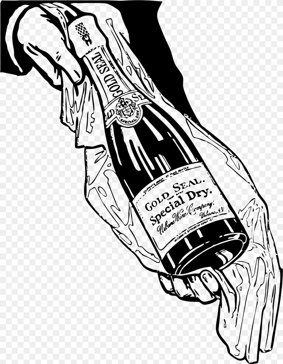 Big Champagne Drawing, Gray Free Transparent Png