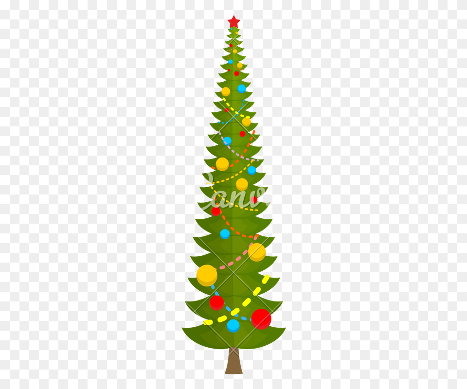 Big Christmas Tree Vector Icon Illustration, Christmas Decorations, Festival, Christmas Tree, Plant Free Png Download