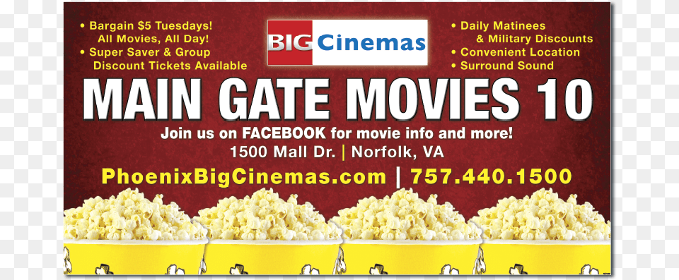 Big Cinemas, Food, Popcorn Free Png