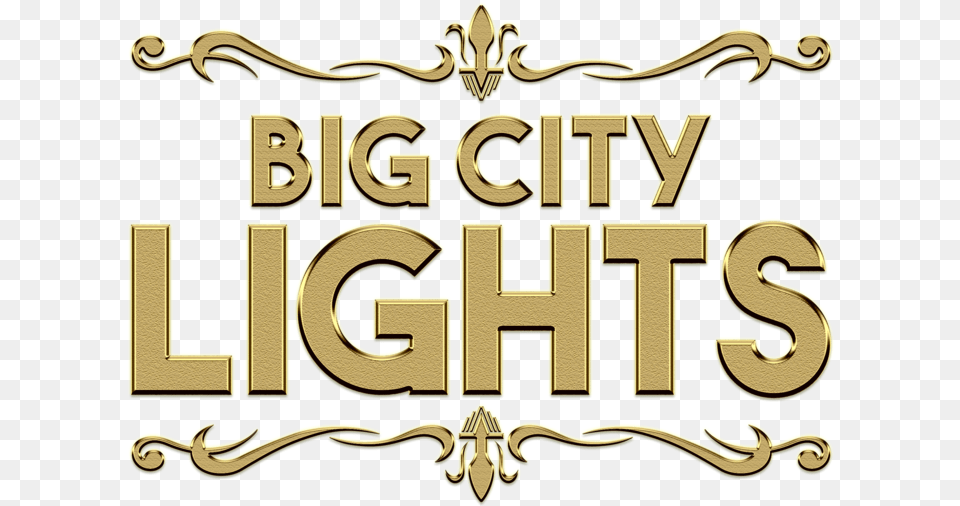 Big City Lights Calligraphy, Text, Gold Png Image
