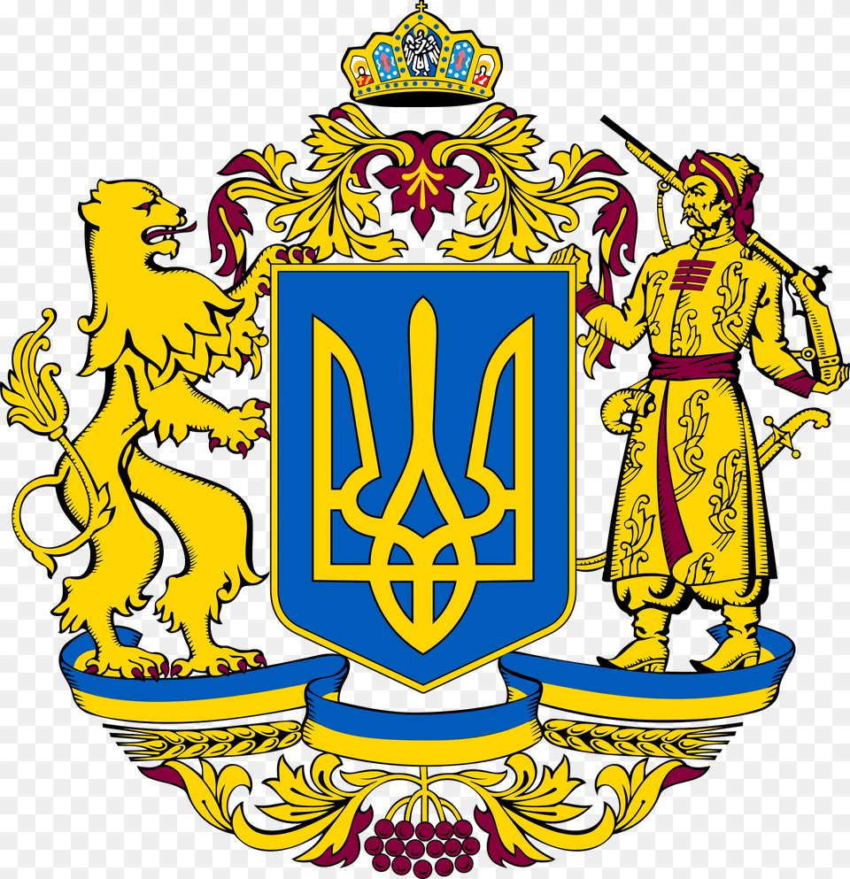 Big Coat Of Arms Of Ukraine Clipart, Emblem, Symbol, Person, Animal Free Transparent Png
